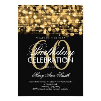 Elegant 60th Birthday Party Sparkles Gold Personalized Invitations