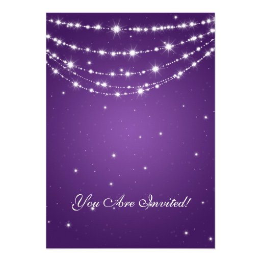 Elegant 60th Birthday Party Sparkling Chain Purple Custom Invites (front side)