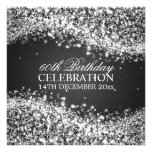 Elegant 60th Birthday Party Sparkling Wave Black Personalized Invite