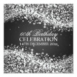 Elegant 60th Birthday Party Sparkling Wave Black Personalized Invite