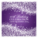 Elegant 60th Birthday Party Sparkling Wave Purple Personalized Announcements