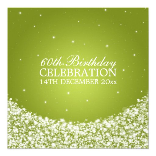 Elegant 60th Birthday Party Star Sparkle Lime Invitation