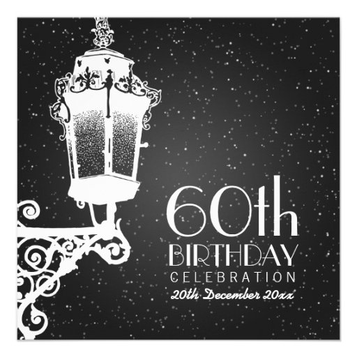 Elegant 60th Birthday Party Vintage Lamp Black Custom Announcements