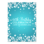 Elegant 60th Birthday Party Winter Sparkle Blue Personalized Announcements