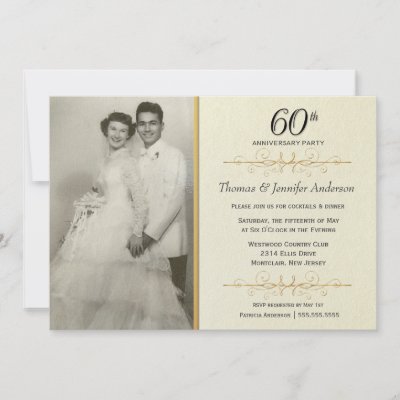 Elegant 60th Wedding Anniversary Party Invitations by SquirrelHugger