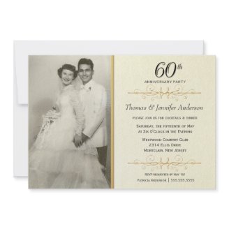 Elegant 60th Wedding Anniversary Party Invitations