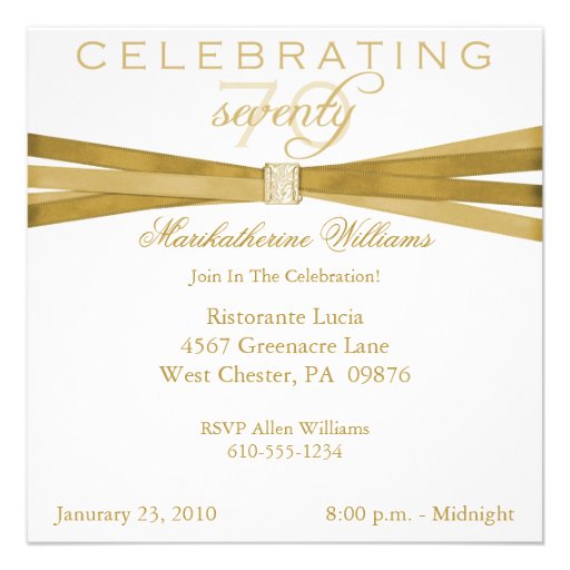 Elegant 70th Birthday Party Invitations 5.25" Square Invitation Card | Zazzle