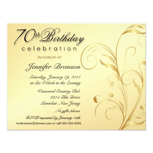 Elegant 70th Birthday Surprise Party Invitations (front side)