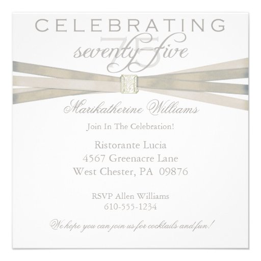 Elegant 75th Birthday Party Invitations