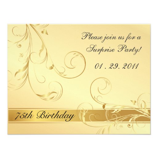 Elegant 75th Birthday Surprise Party Invitations