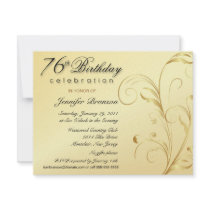 Elegant 76th Birthday Surprise Party Invitations