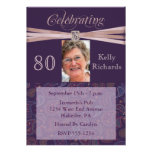 Elegant 80th Birthday Party Photo Invitations