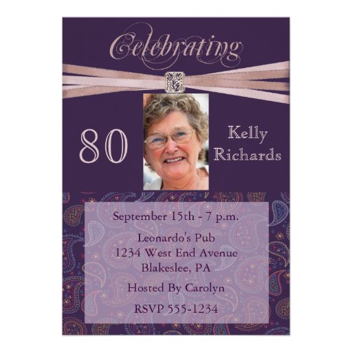 Elegant 80th Birthday Party  Photo Invitations