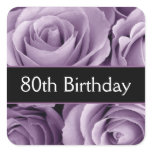 Elegant 80th Birthday Purple Roses Sticker