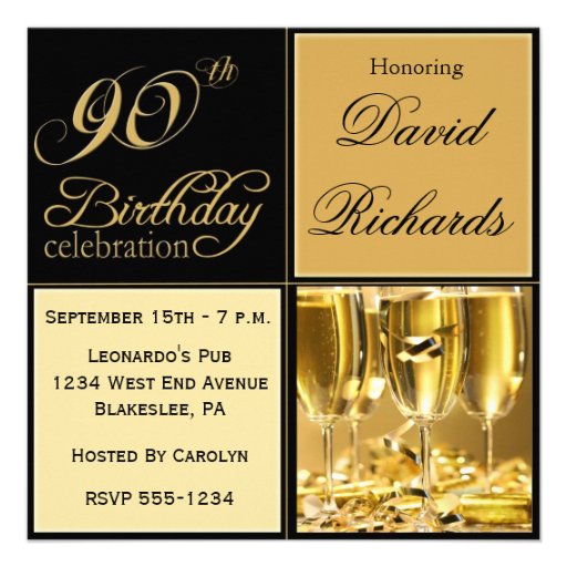 Elegant 90th Birthday Party Invitations