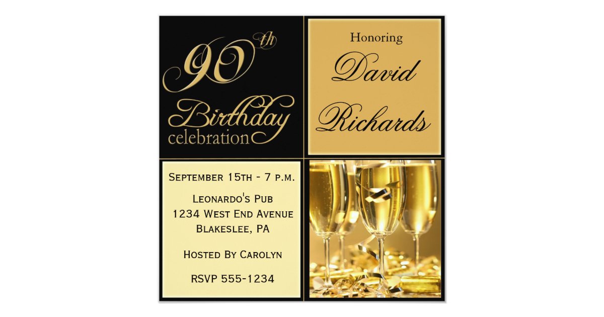 Elegant 90th Birthday Party Invitations | Zazzle