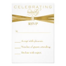 Elegant 90th Birthday Party Invitations RSVP Card