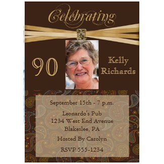 90th Birthday Party Invitations on Elegant 90th Birthday Party Photo Invitations Invitation