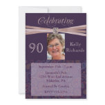 Elegant 90th Birthday Party  Photo Invitations