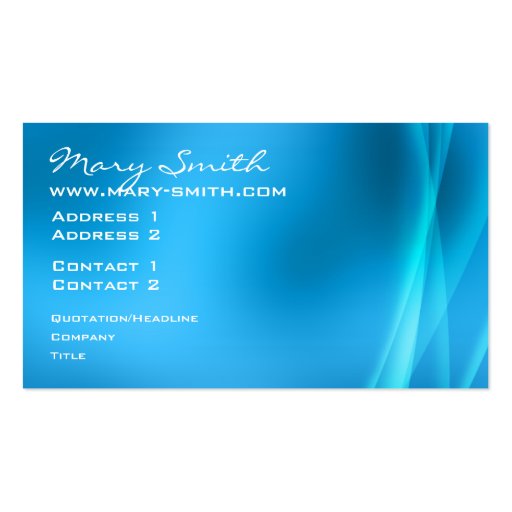 Elegant Abstract Lights Blue Business Card Template (front side)