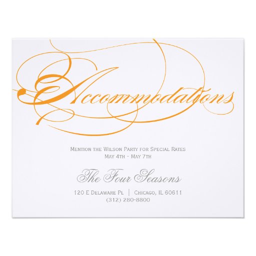 Elegant Accomodations Invitation - Orange
