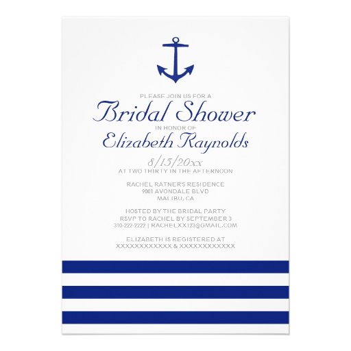 Elegant Anchor Bridal Shower Invitations