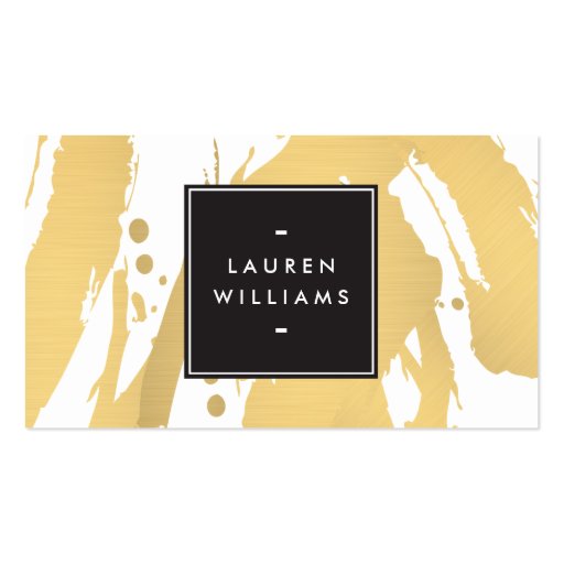 Elegant and Abstract Gold Brushstrokes Business Card Templates (front side)