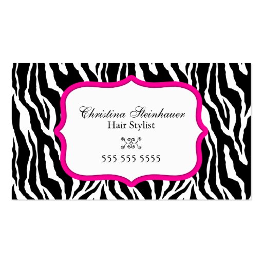 Elegant and Bold Zebra Print Business Cards