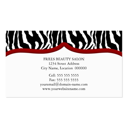 Elegant and Bold Zebra Print Business Cards (back side)