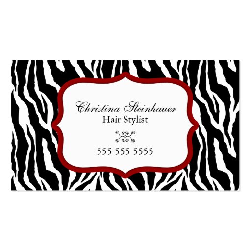 Elegant and Bold Zebra Print Business Cards (front side)