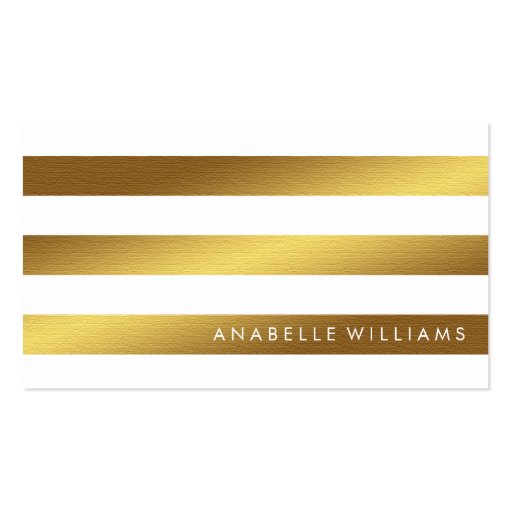 Elegant and Chic White Faux Gold Foil Business Cards (front side)
