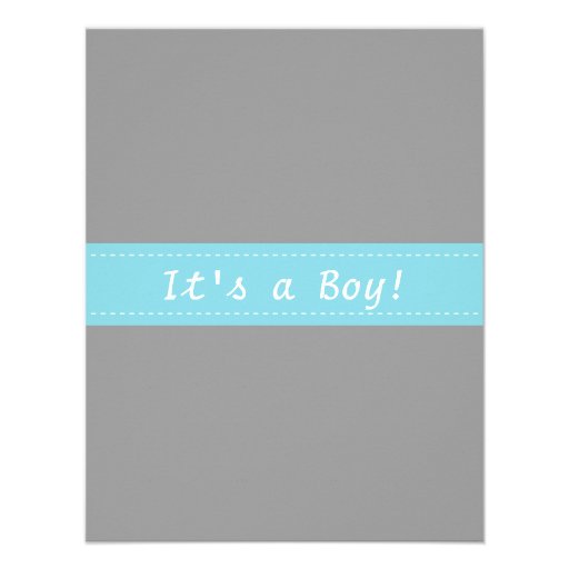Elegant and Cute Baby Boy Shower, Blue and Grey Custom Invitation