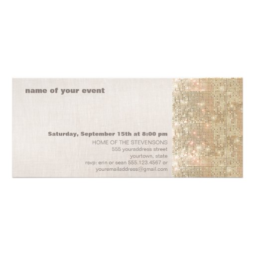Elegant and Festive Sparkly Gold Sequins Party Custom Invite
