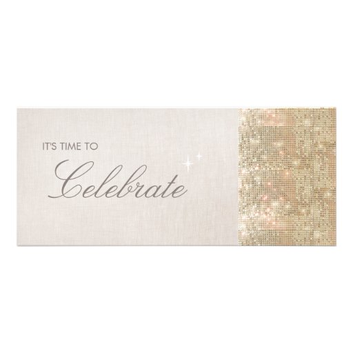 Elegant and Festive Sparkly Gold Sequins Party Custom Invite