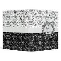 Elegant and Modern Black and White Damask Binder