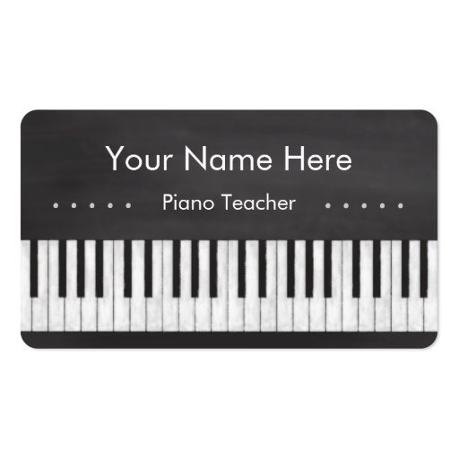 Elegant and Modern Chalkboard Piano Teacher Business Card Templates (front side)