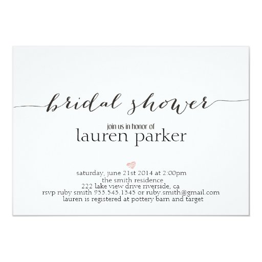 Elegant and Simple Bridal Shower Invitation (front side)