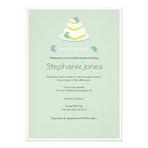 Elegant and Simple Cake Bridal Shower Invitation