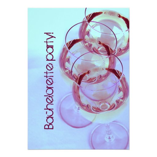 elegant and whimsical wine glasses bachelorette custom invites