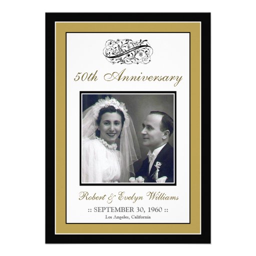 Elegant Anniversary Party Custom Invitation (gold)