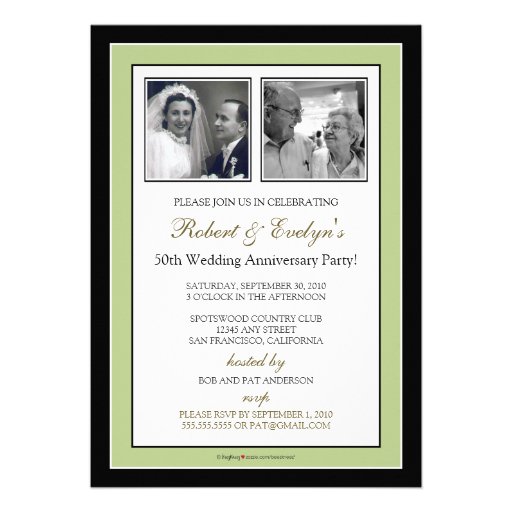 Elegant Anniversary Party Custom Invitation (sage)
