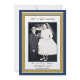 Elegant Anniversary Party Invitation (blue/gold) invitation