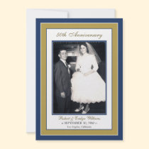 Elegant Anniversary Party Invitation (blue/gold) invitations