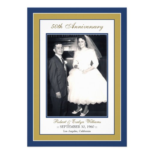 Elegant Anniversary Party Invitation (blue/gold)