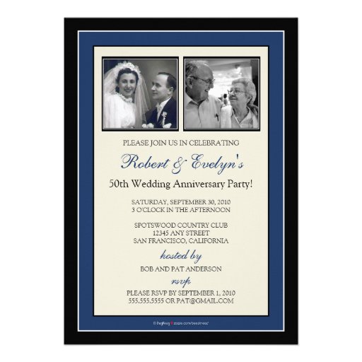 Elegant Anniversary Party Invitation (navy)