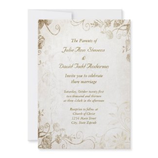 Elegant Antique Gold Vintage Wedding Invitation