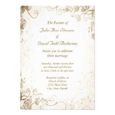 Elegant Antique Gold Vintage Wedding Invitation