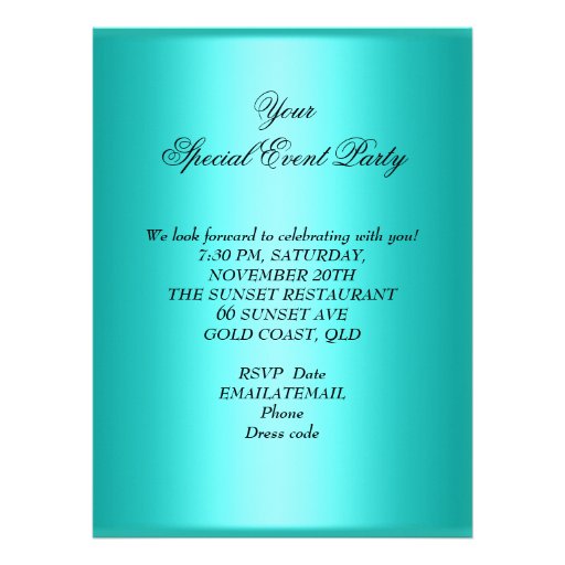 Elegant Any Event Party Teal Purple Gold Flowers Personalized Announcements