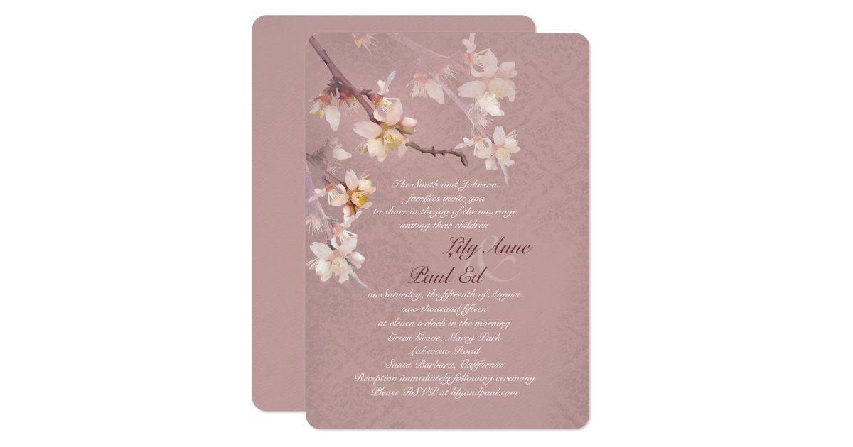 Elegant Apple Blossoms Wedding Invitation Zazzle
