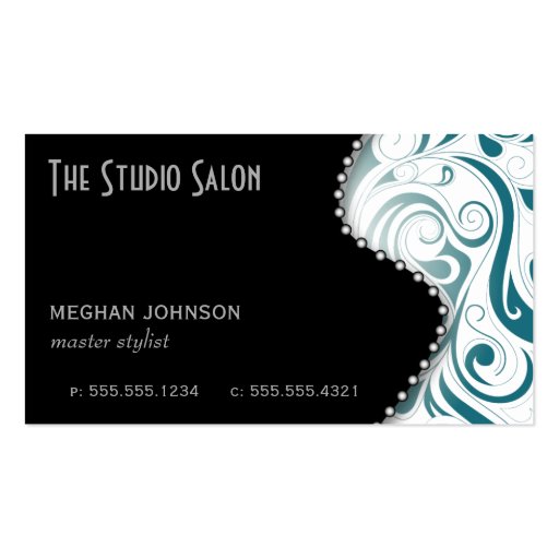 Elegant Appointment Business Card Teal (front side)